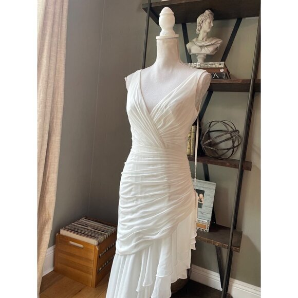 Mac Duggal Sleeveless Asymmetrical Hem Gown White Womens Size 2 - Picture 8 of 10